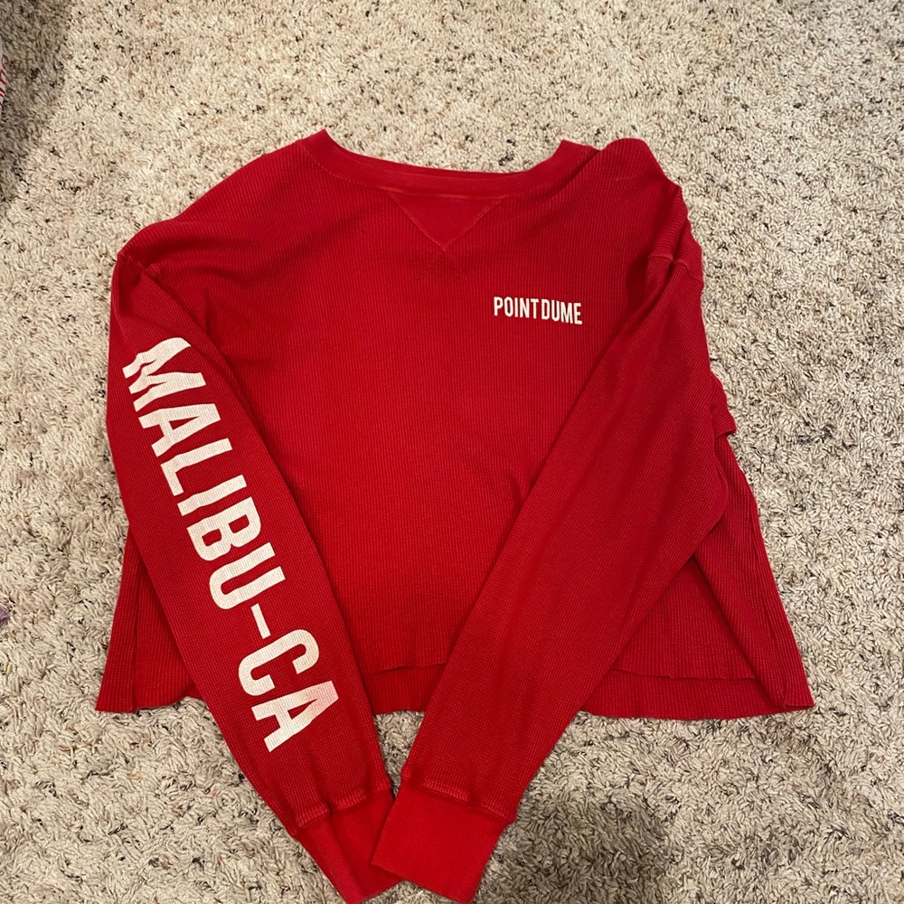 Brandy Melville red crop long sleeve